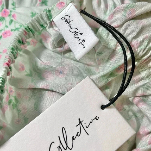 Sokie Collective Size XL The Summer Flutter Dress Green Floral Tiered NEW $189 - Picture 5 of 8